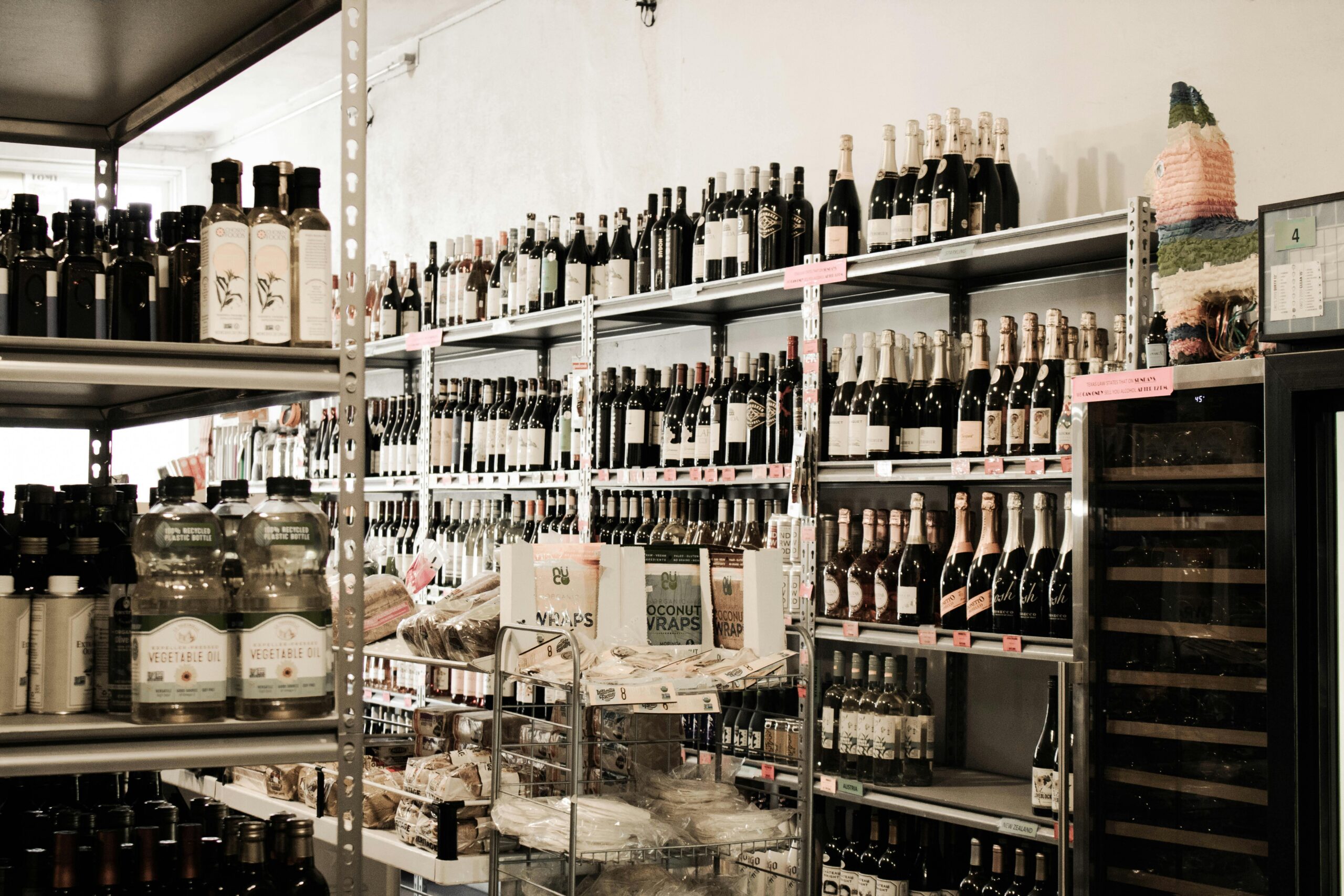 Retail wine on shelves